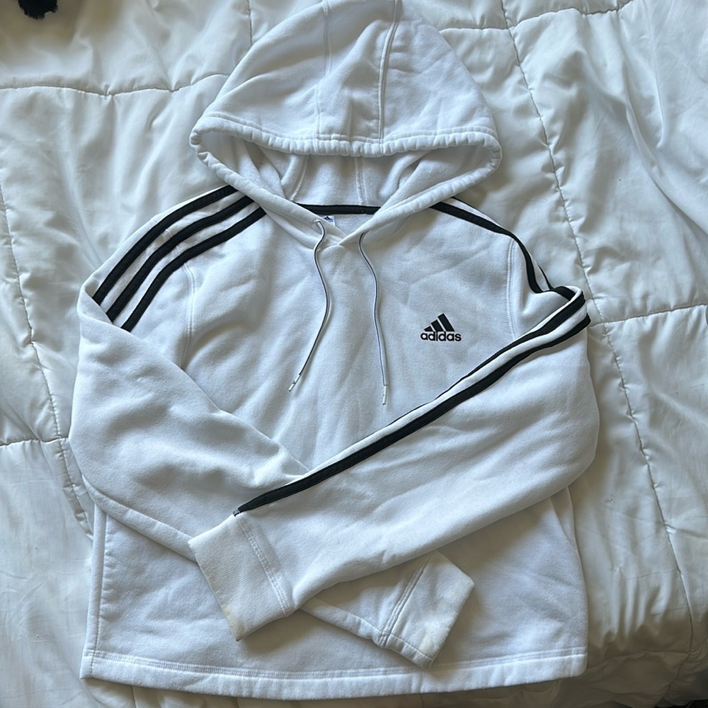 White adidas crop hoodie